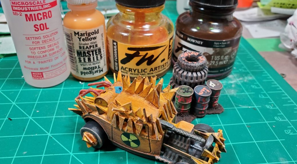 I thought I'd try making a few Gaslands inspired cars. Pretty
